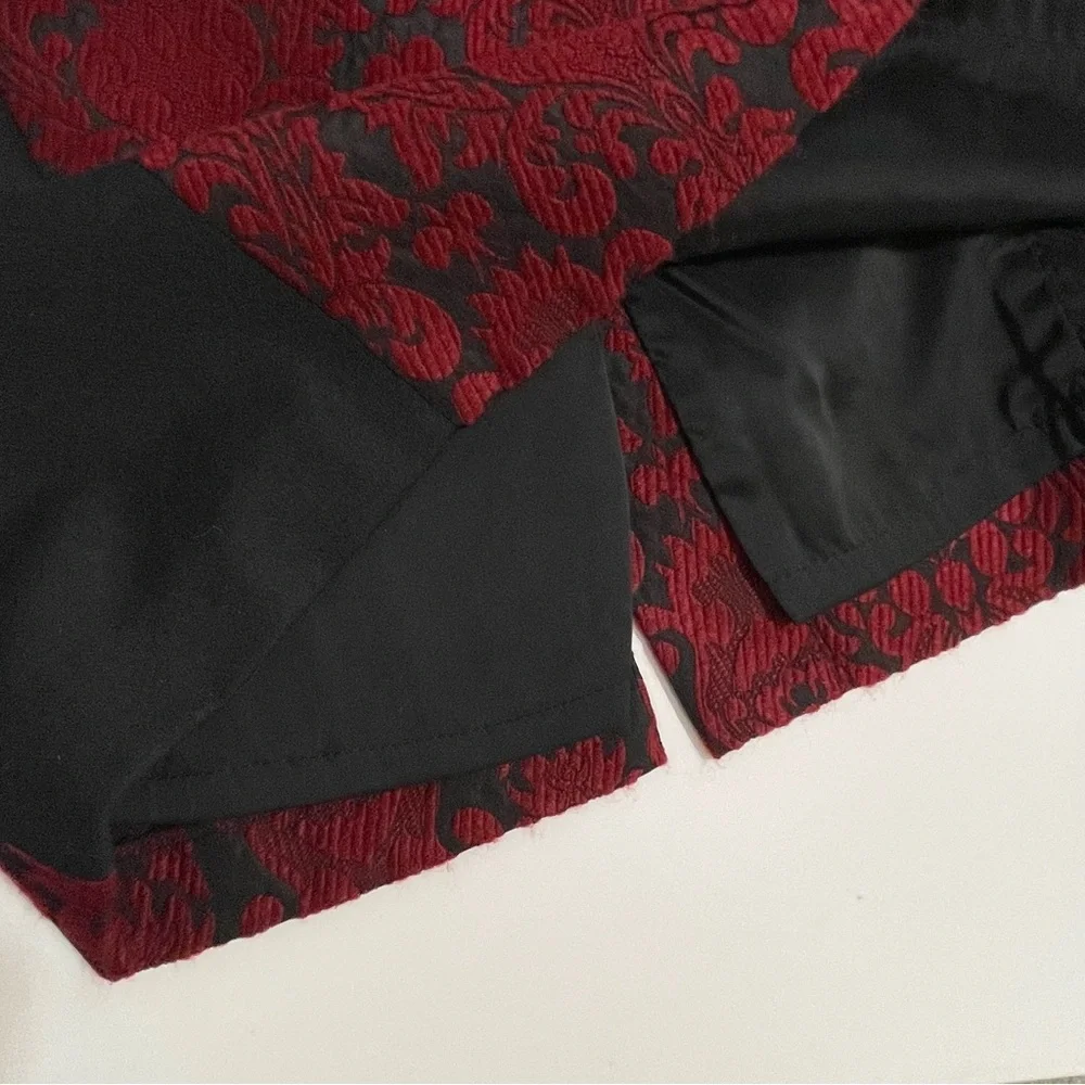 Talbots Dark Romantic Damask Dress Sleeveless Red & Black Size 2 Petite